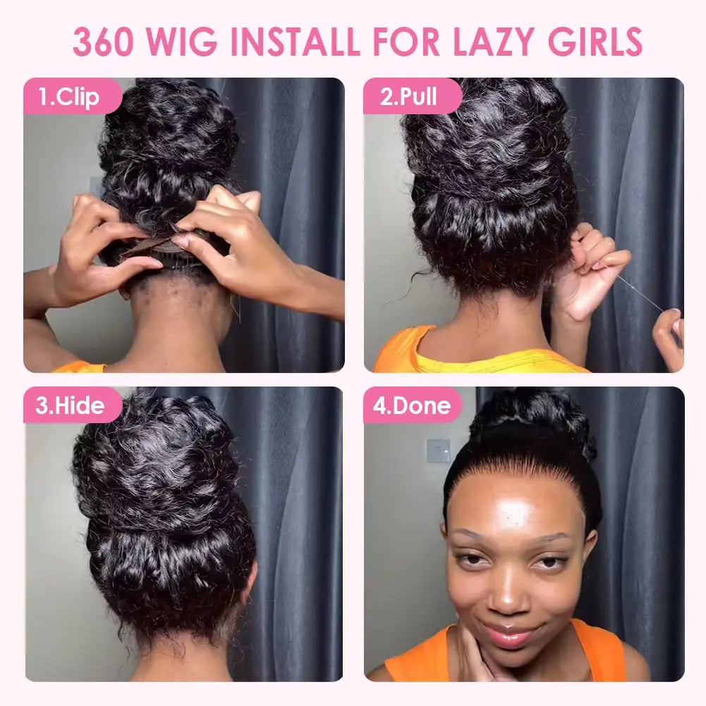 Deep Wave Wig 100% Virgin Human Hair 13x4 HD Lace Front 180 Density 18 24 30 Inch Pre Plucked Bouncy Curls Ideal For New Year Holiday
