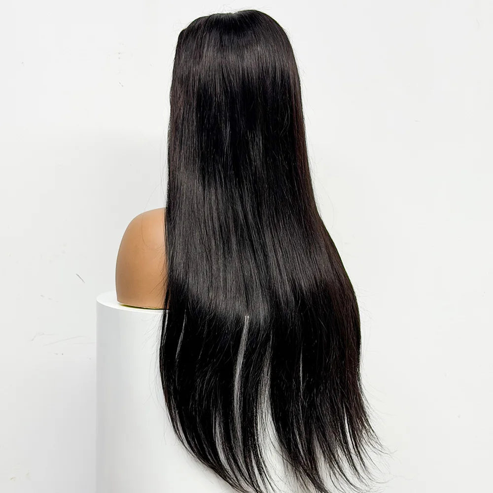 300% Density Straight Human Hair Wig 4x4 Transparent Lace Closure 100% Human Hair Straight Wig 28 Inches For Black Women