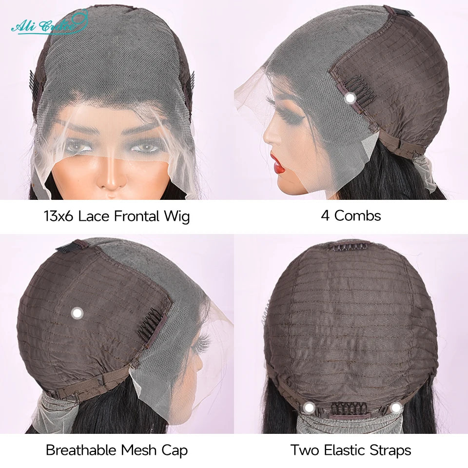 Ali Grace 13x6 Lace Front Human Hair Wigs Transparent Straight Lace Frontal Wigs For Women Pre Plucked Hairline With Baby Hair