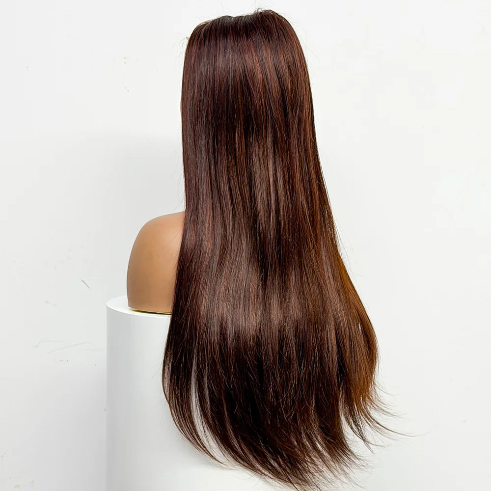 300% Density Straight Human Hair Wig 4x4 Transparent Lace Closure 100% Human Hair Straight Wig 28 Inches For Black Women