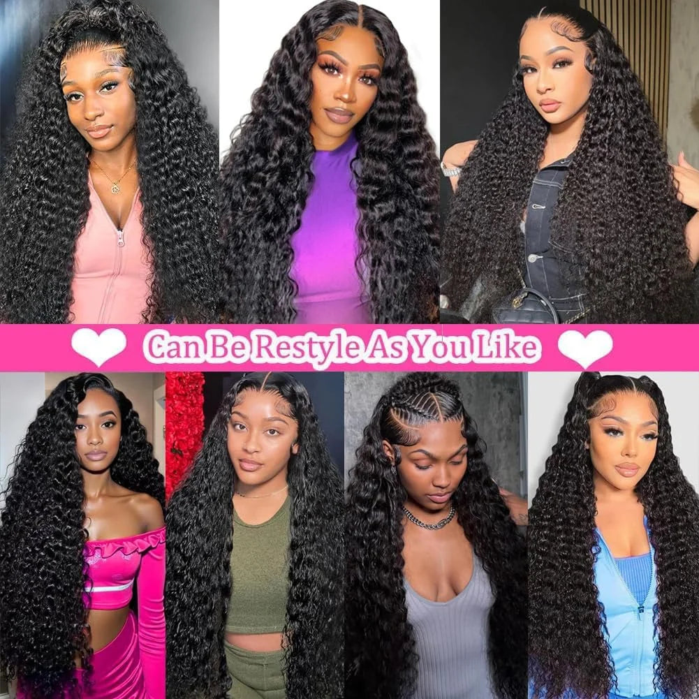 Deep Wave HD Lace Front Wig Water Wave Human Hair Wigs 40 Inch 13x6 Deep Wave Lace Front Wigs Wet and Wavy Human Hair Wigs Pre Plucked Deep Wave Lace Front Wigs