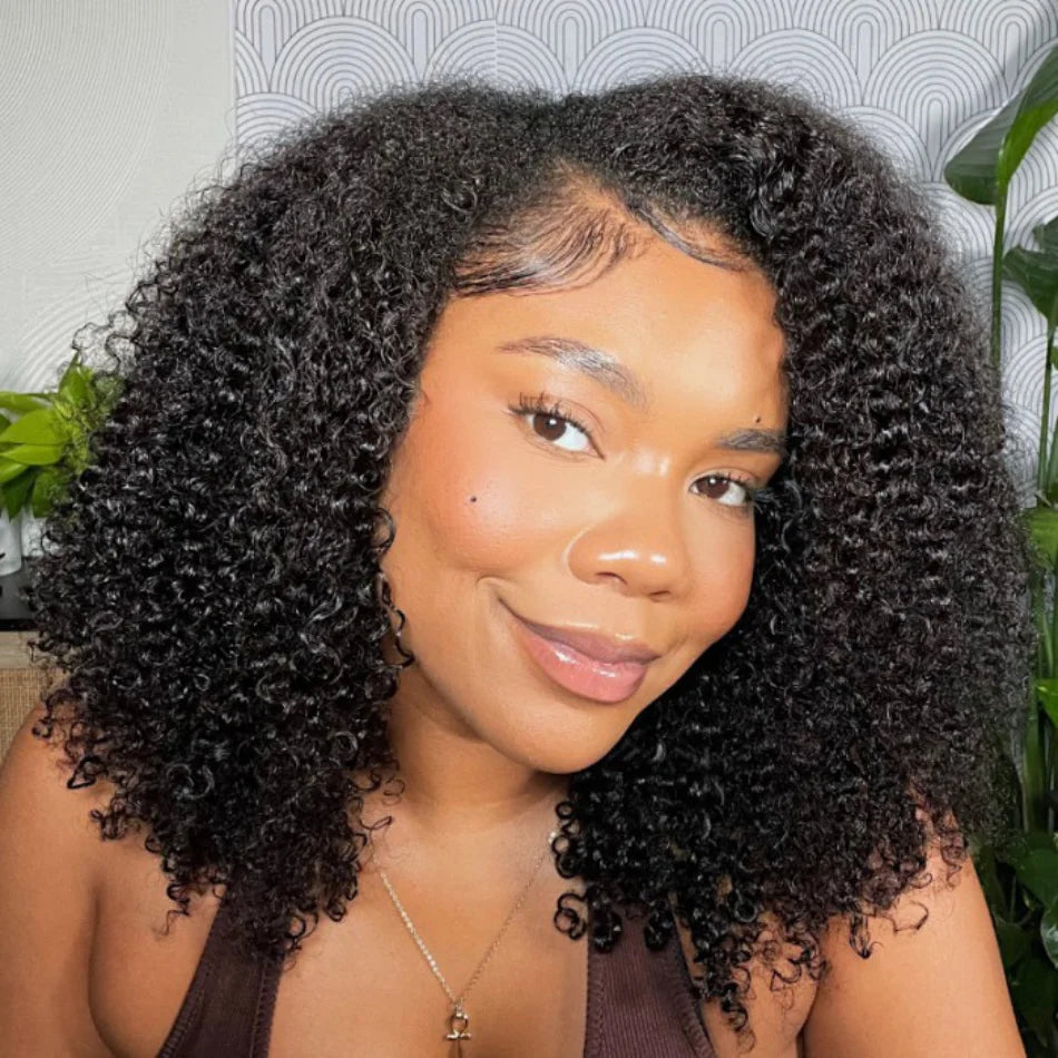 UNice Hair Bye-Bye Knots Wig Kinky Curly Natural Black 7x5 Lace Front Wig for Women Pre Plucked Glueless Wear Go Wigs