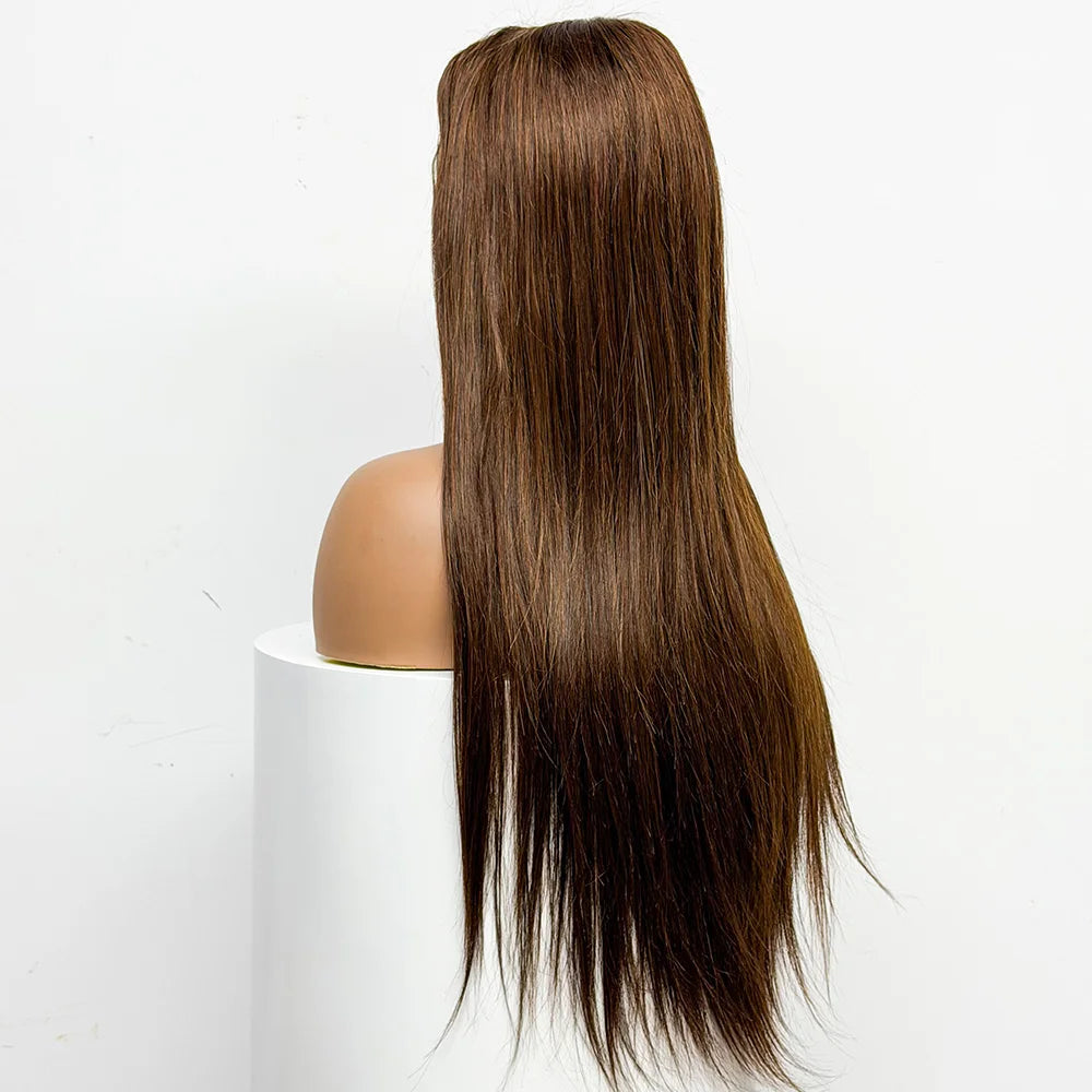 300% Density Straight Human Hair Wig 4x4 Transparent Lace Closure 100% Human Hair Straight Wig 28 Inches For Black Women