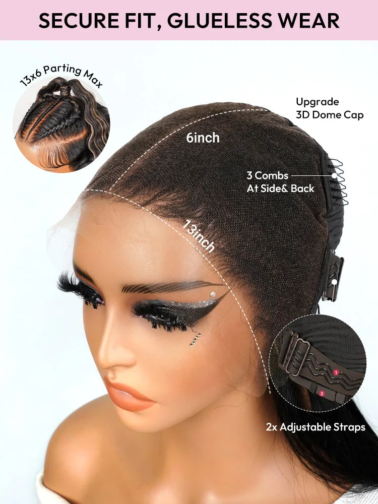 Alipearl Hair Glueless Highlight Stylist Wig Ready to Go Pre-Max Crimped Wavy 13x6 Ombre Lace Front Wig Human Hair