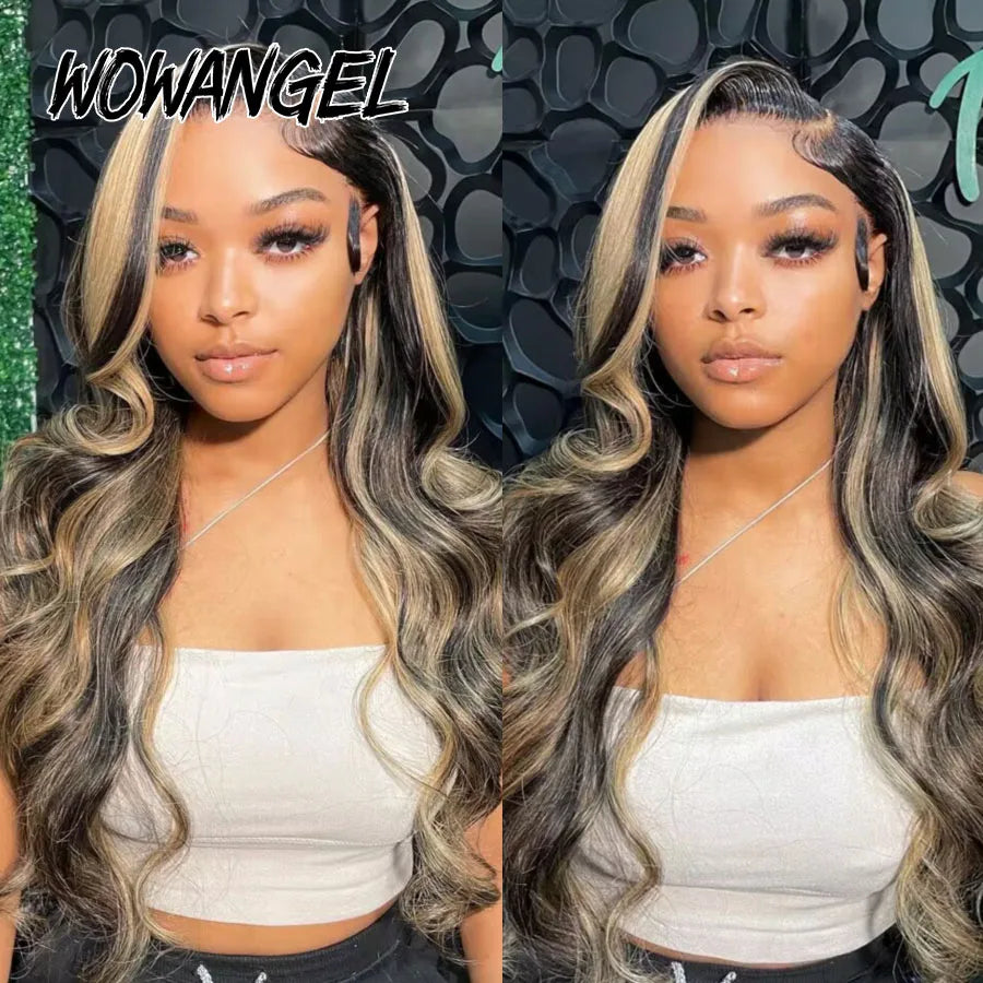 Wow Angel 34inch Highlight Body Wave Wigs 5X5 HD Lace Closure Wig Honey Blonde 250% Glueless Wig Human Hair Ready to Wear Wigs