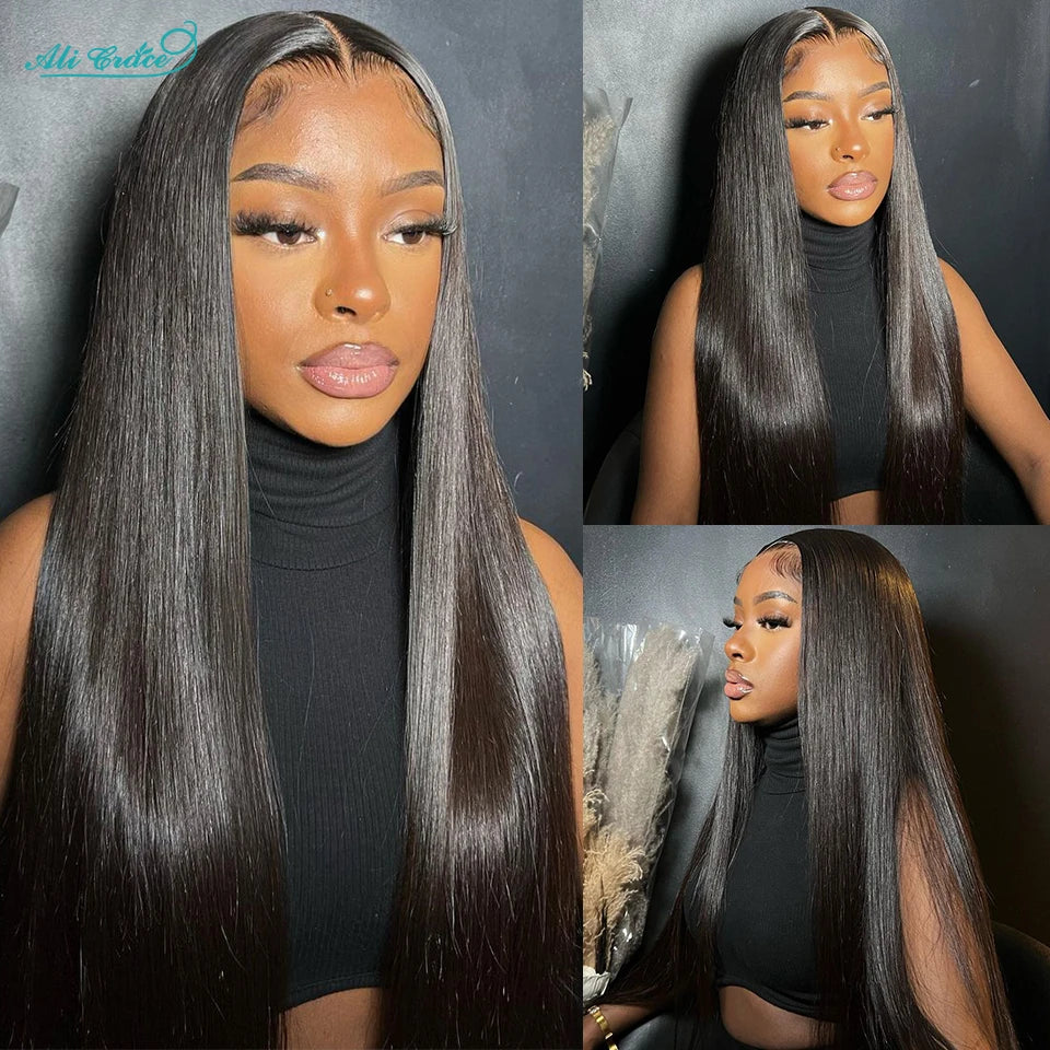 Ali Grace 13x6 Lace Front Human Hair Wigs Transparent Straight Lace Frontal Wigs For Women Pre Plucked Hairline With Baby Hair