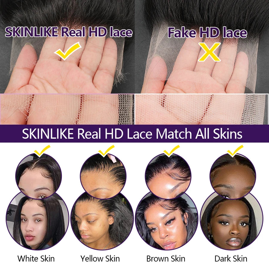 Wow Angel HD Lace Frontal Wigs 32inch Deep Wave Wigs 13x6 Full Lace Front Human Hair Wigs Melt Skins Glueless Lace Closure Wigs