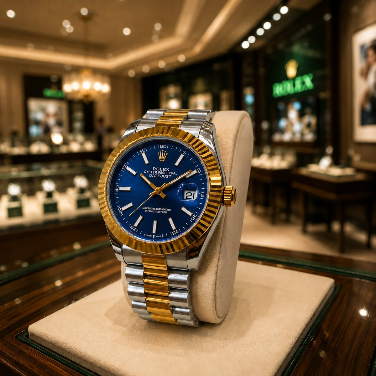 Men's Gold Watch Rolex Day-Date | Diamond | 36mm | Green MoP ساعة رولكس داي ديت ذهبية للرجال | ألماس | 36 مم | قرص أخضر من عرق اللؤلؤ